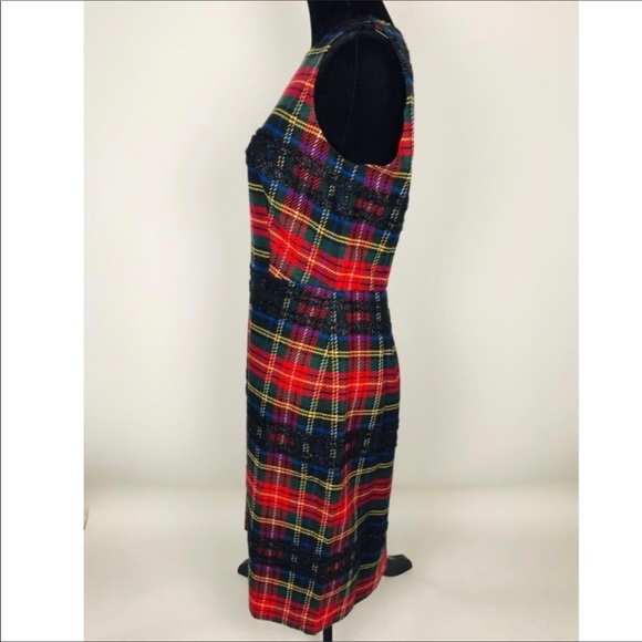 J.CREW Plaid Sheath Dress Lurex Stewart Tartan 10 - Picture 4 of 6